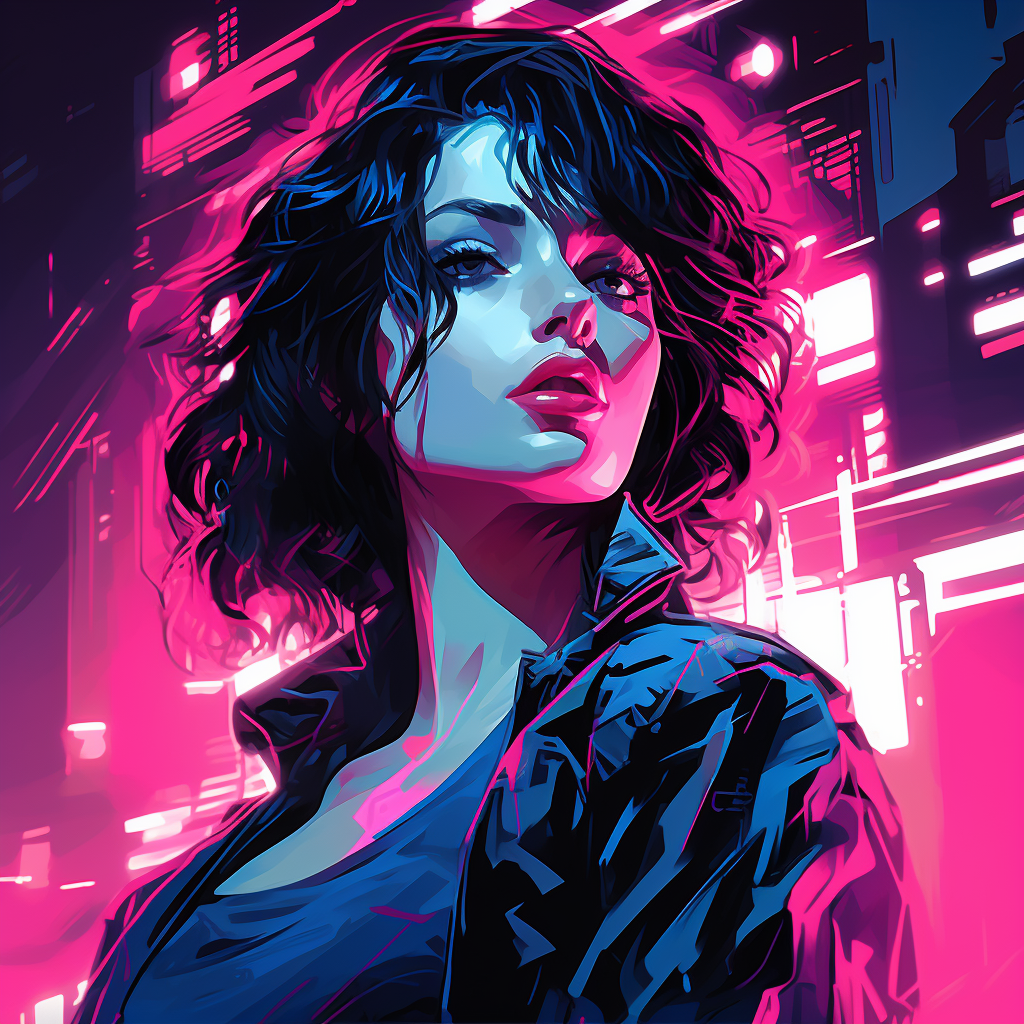 Cyber punk noir love illustration