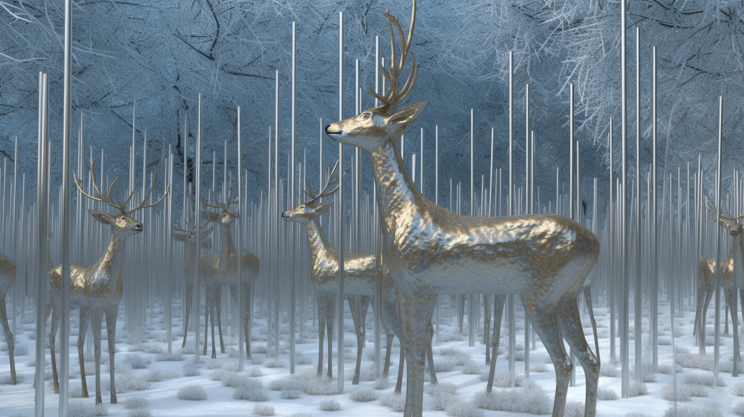 Surreal cybernetic forest with glitching animals