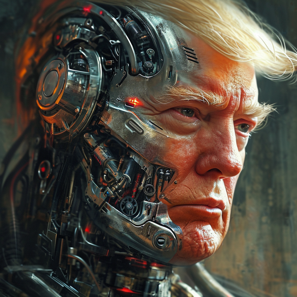 Artificially intelligent Donald Trump in cybernetic form