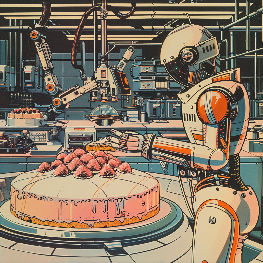 Cyborg hero sampling synthetic cake