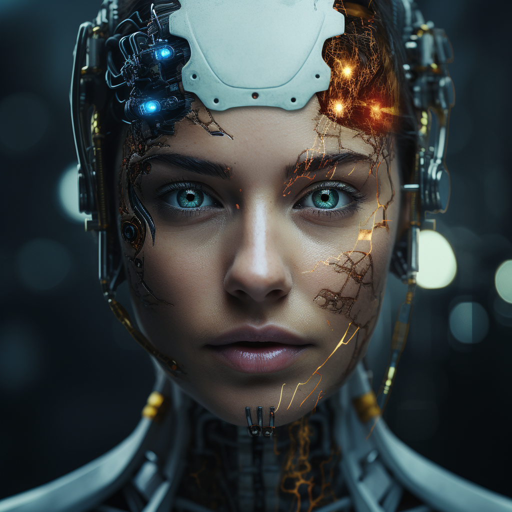 Half Human, Half Cybernetic Woman