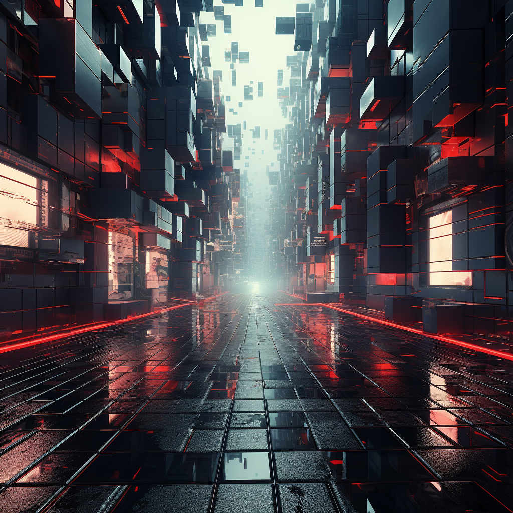 Abstract cyberpunk 3D render