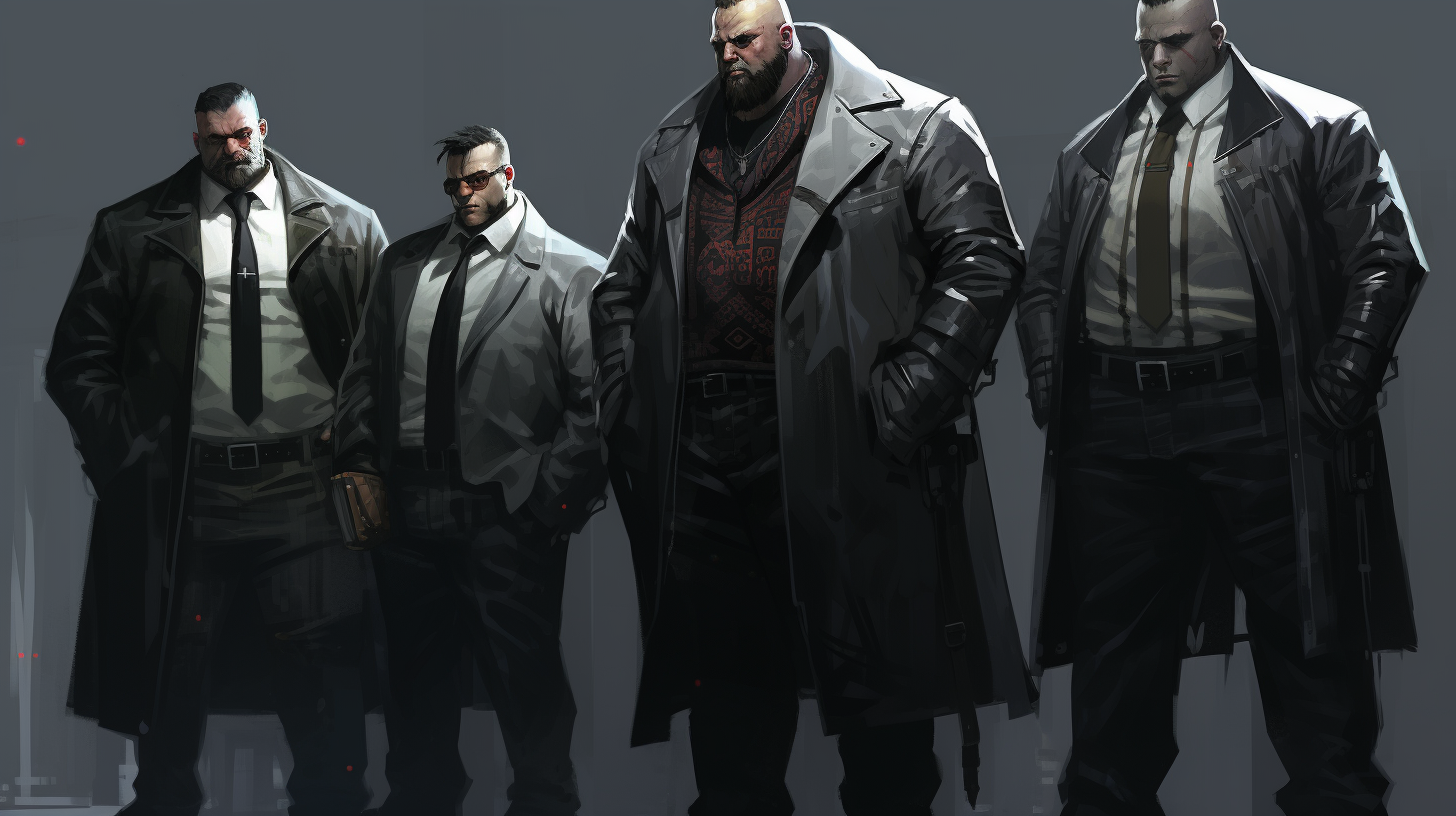 Cyberpunk businessmen concept art sketch