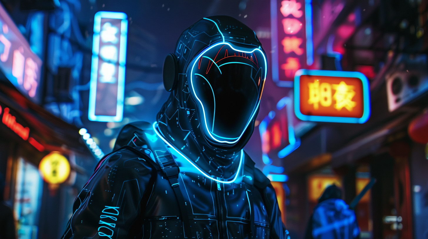 Cyberpunk city futuristic space assassin neon