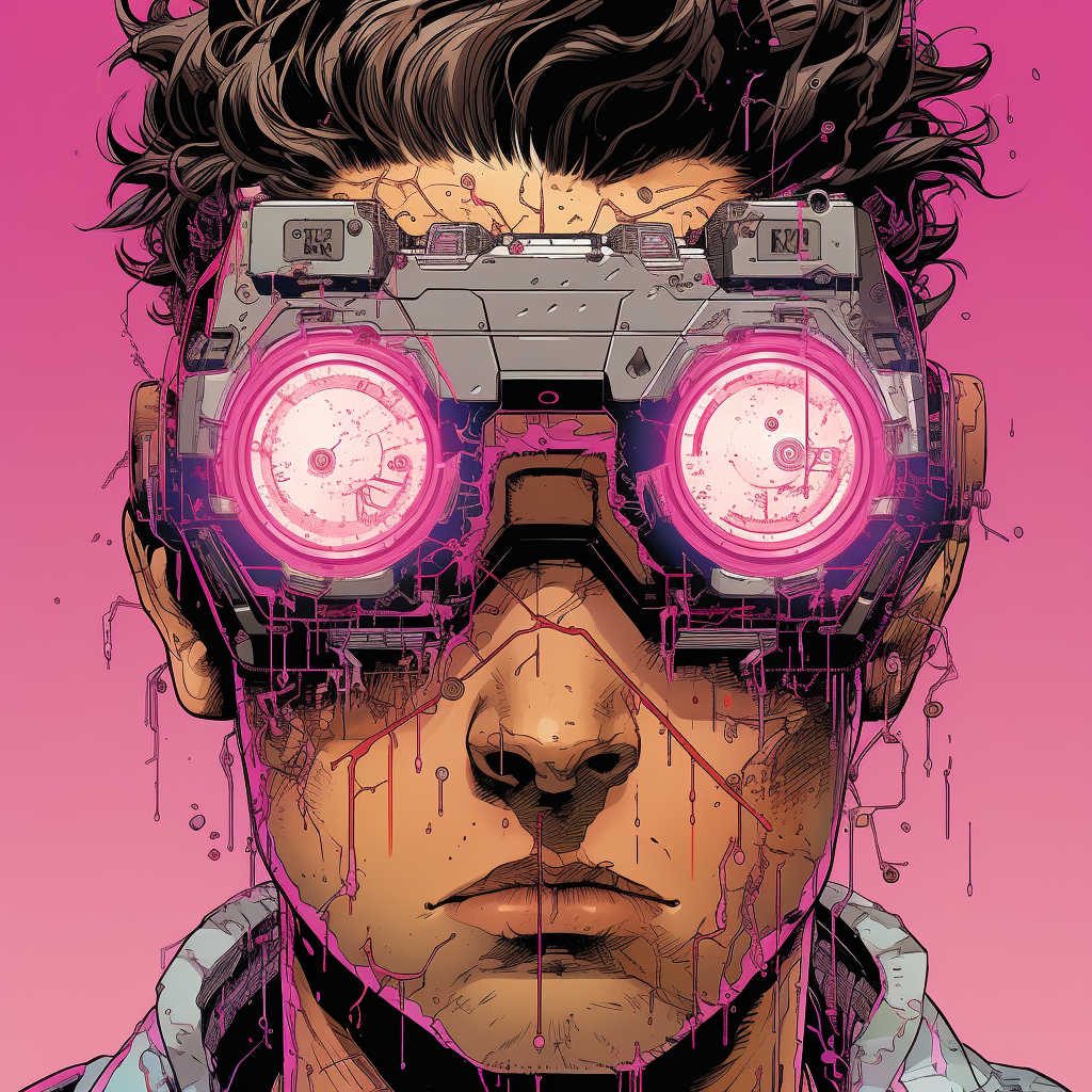 Cyberpunk dystopia comic book cover