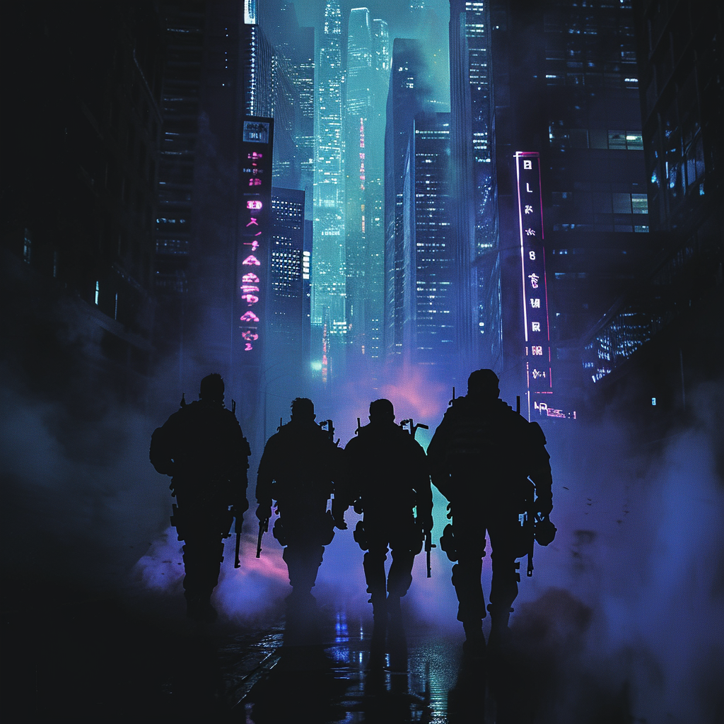 Cyberpunk Crew in Dark City Night