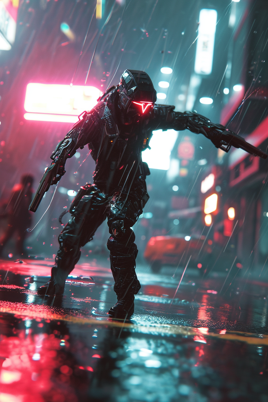 Cyberpunk fight scene