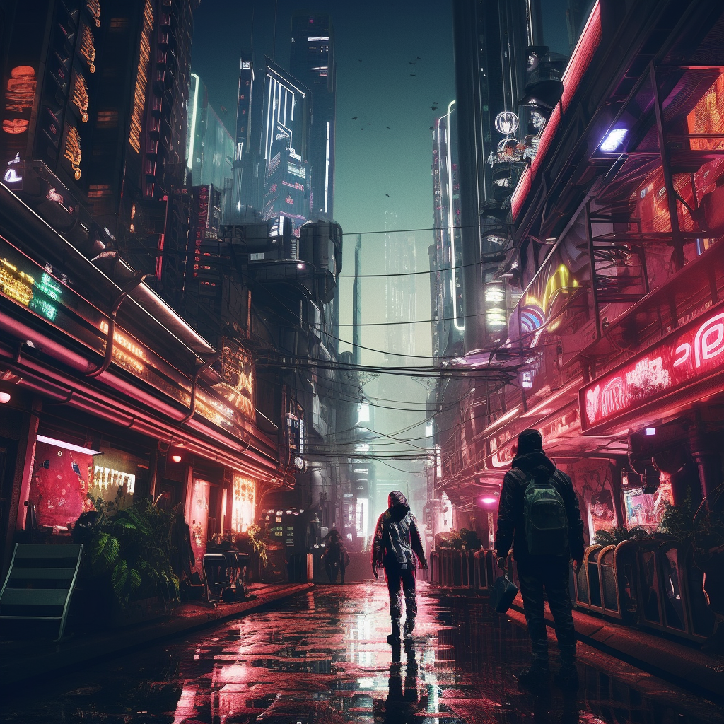 Stunning cyberpunk cityscape at night