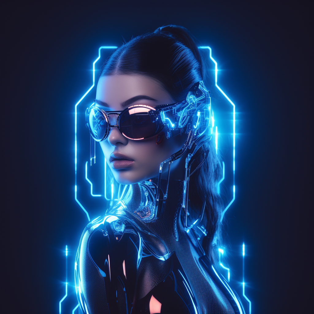 Cyberpunk Hologram Blue Neon Lights