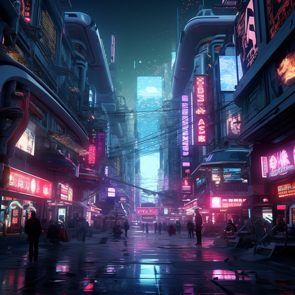 Cyberpunk futuristic visual concept scene