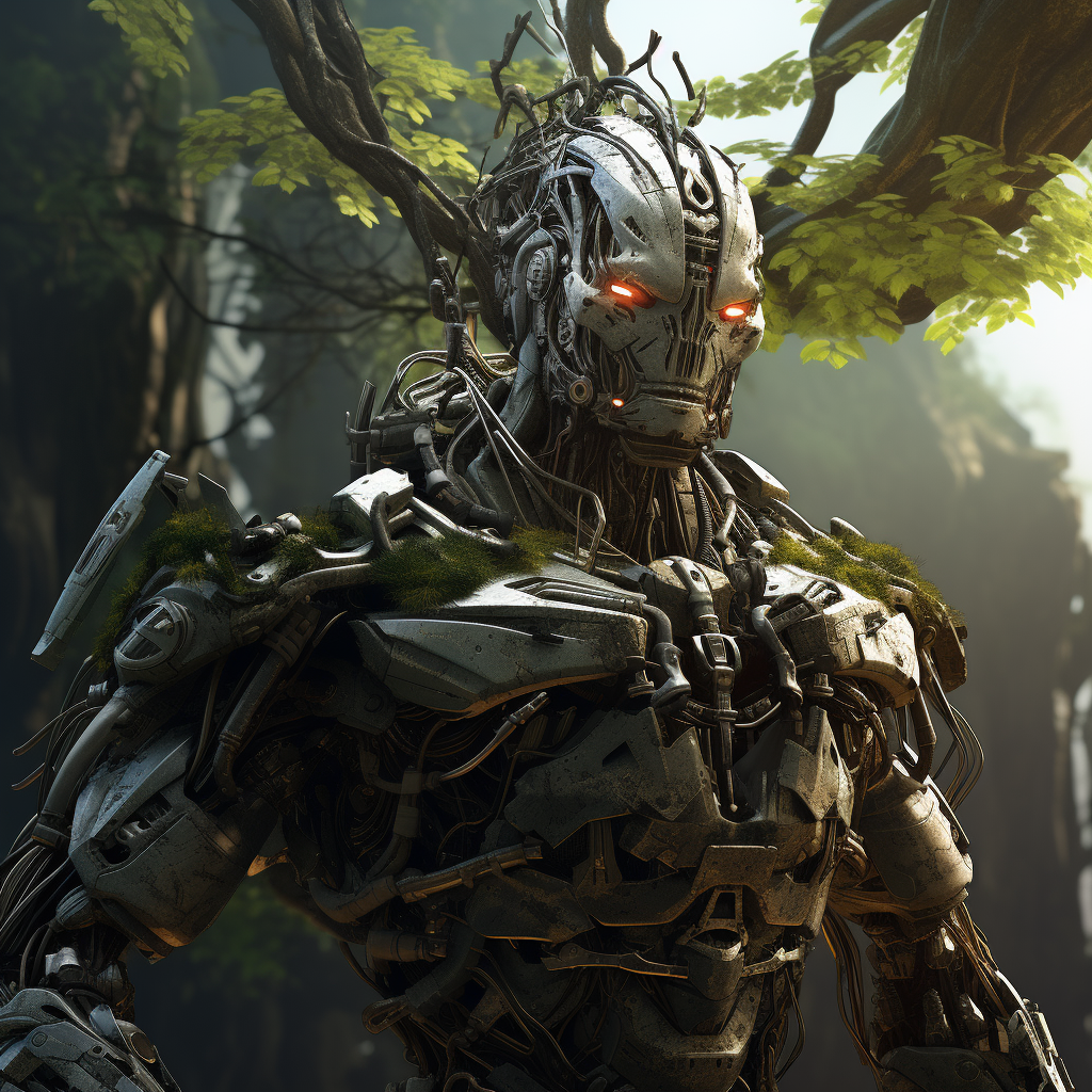 Image of Cyberpunk Giant Tree Mix Humanoid Robot