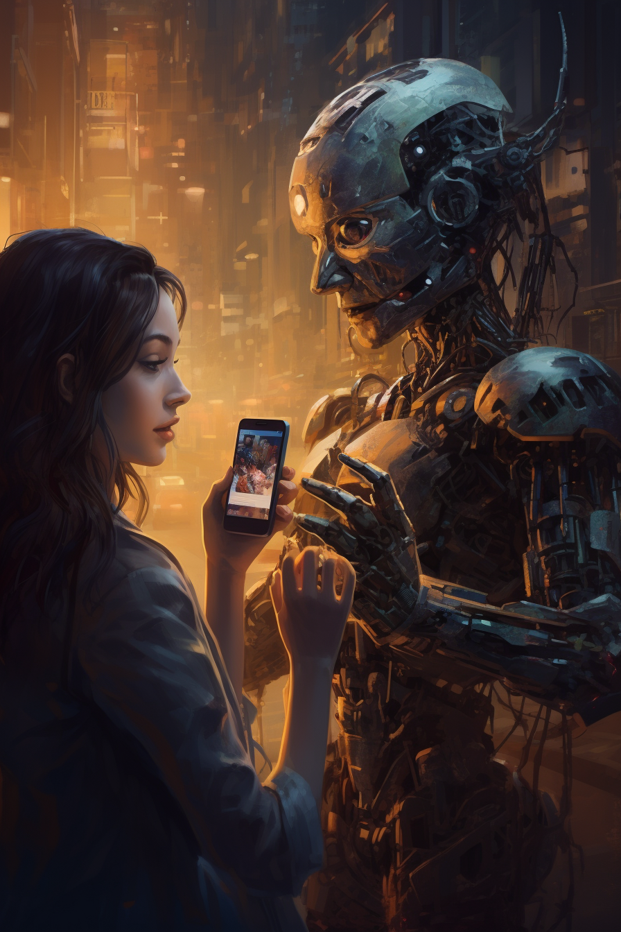 Cyberpunk girl taking a selfie