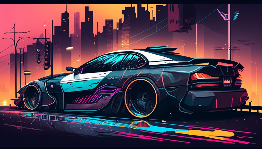 Cyberpunk GTA 5 BMW NFS Vector Illustration