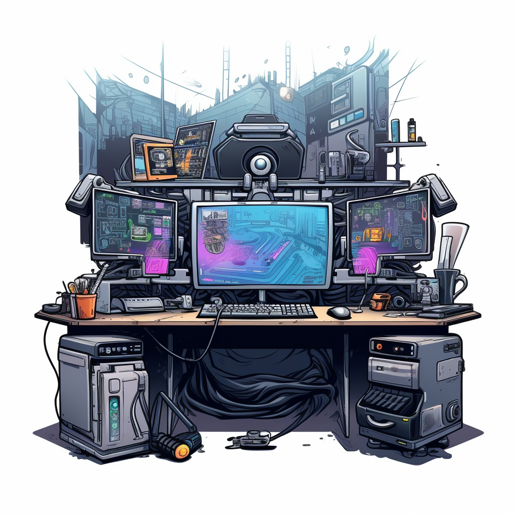 cyberpunk hacker den monitors sticker