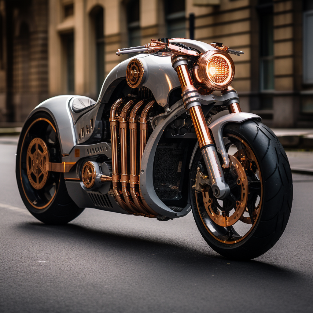 Cyberpunk Hydrogen Motorcycle in Bobber Style