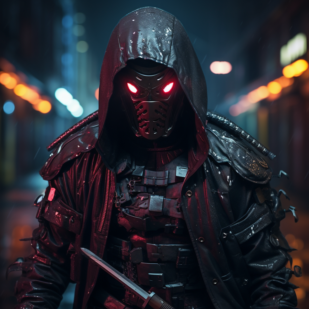 Cyberpunk katana user with mask