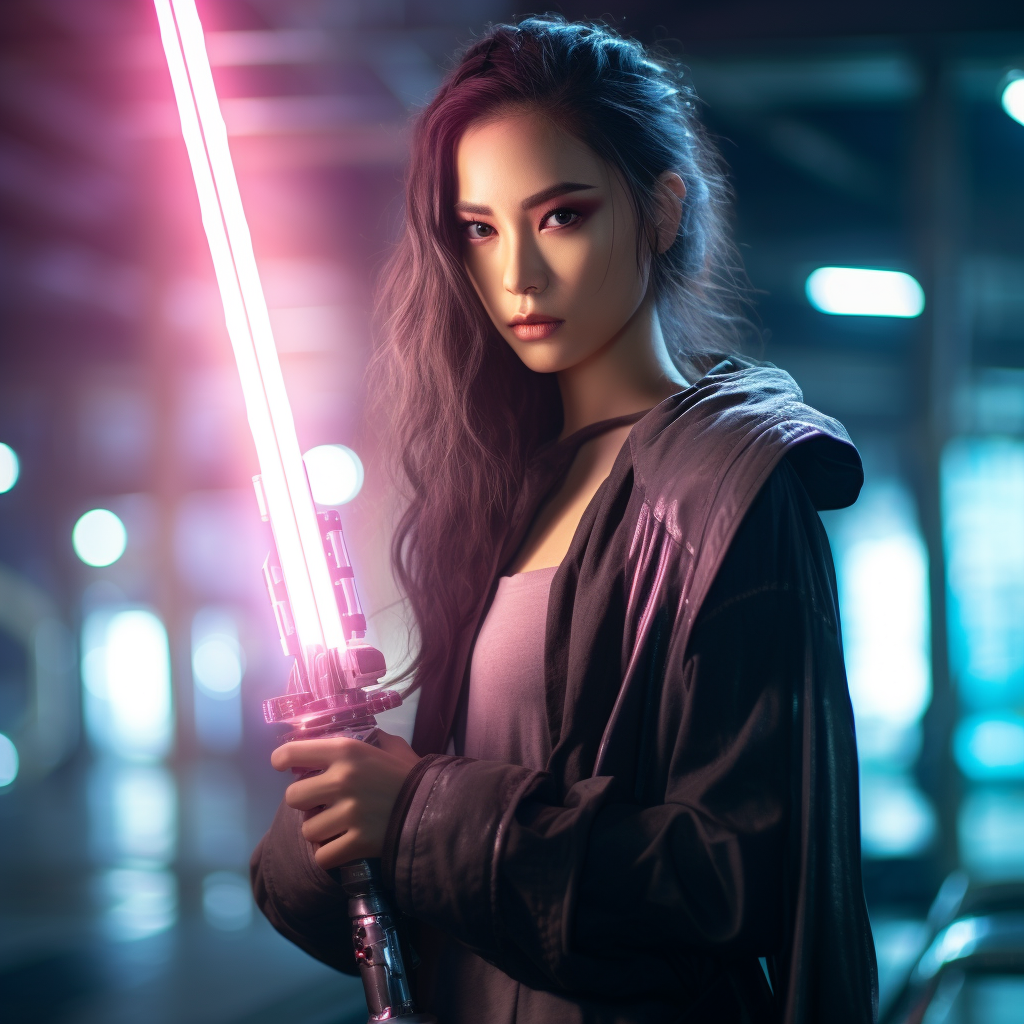 Cyberpunk lightsaber product promotion