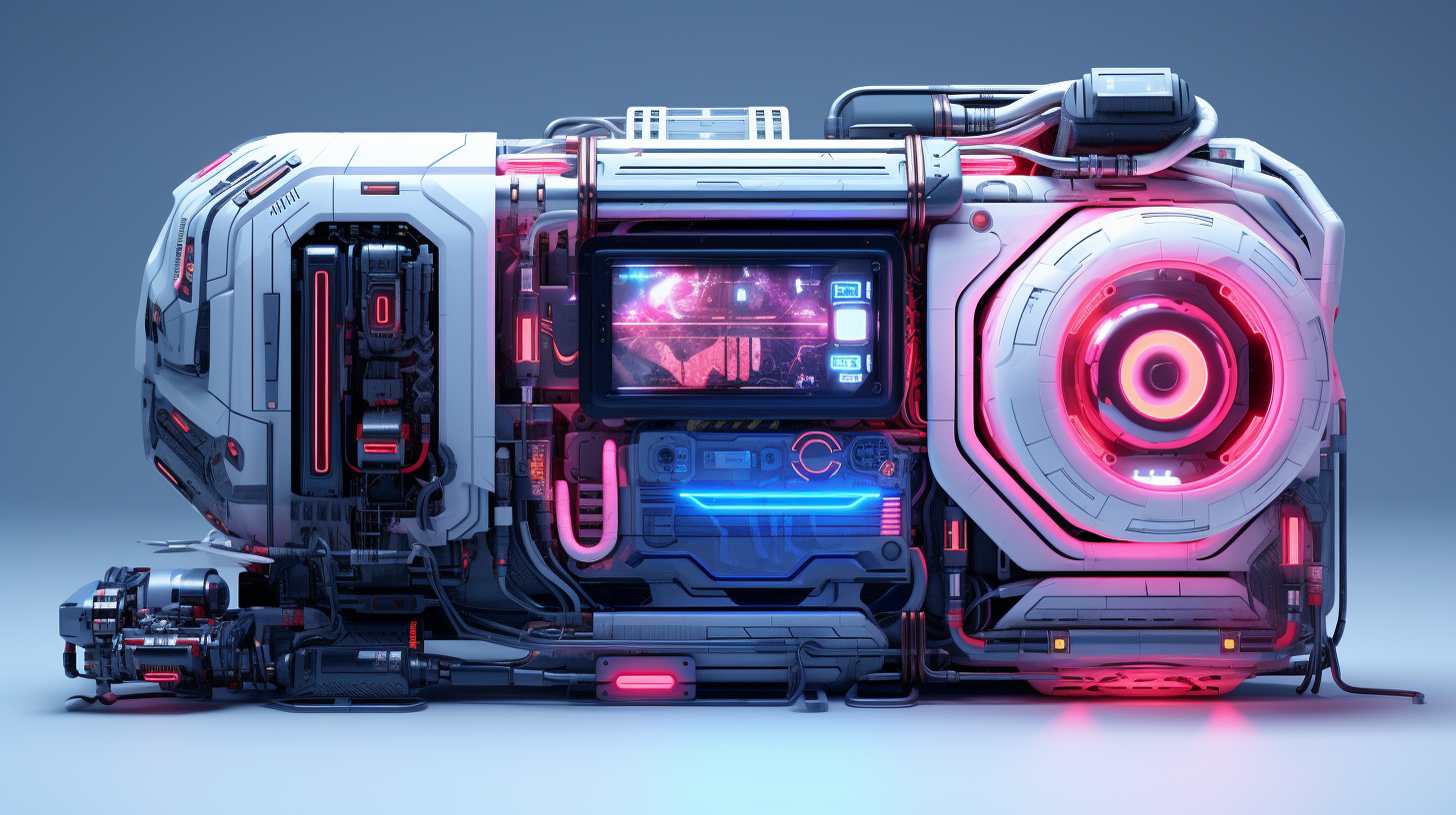 Cyberpunk Neon Machine with Tech Elements