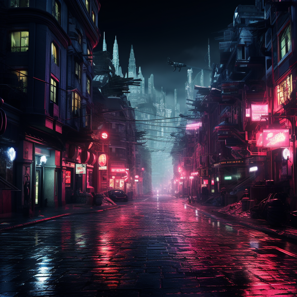 Nighttime Cyberpunk Scene in Nottingham