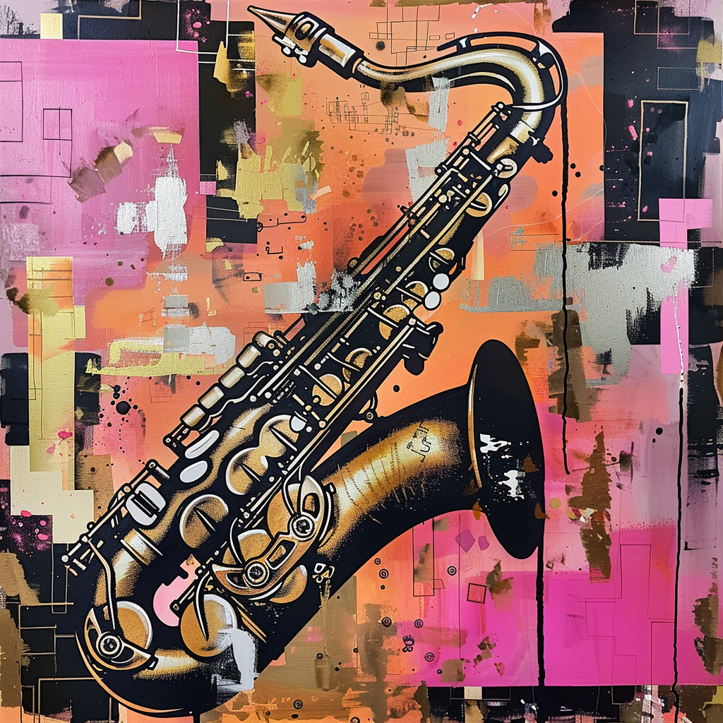 cyberpunk saxophone kandinsky art