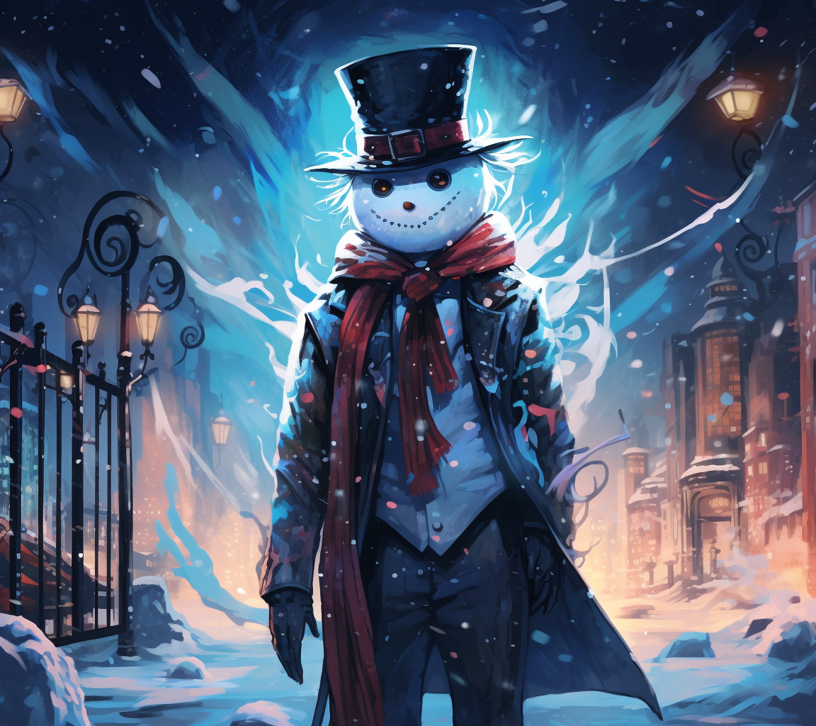 Illustration of a Cyberpunk Snowman