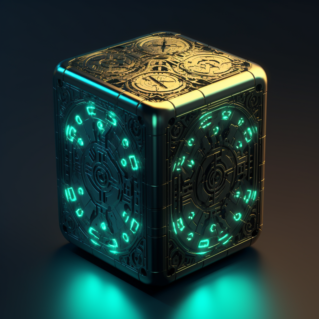 Cyberpunk style dice on black background