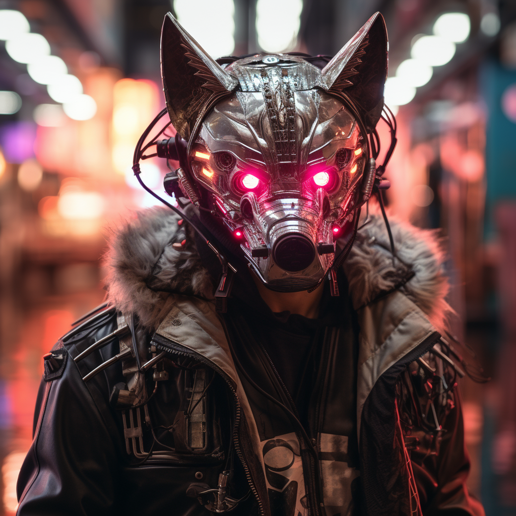 Cyberpunk Translucent LED Mask Wolf Boy Uke Deadmau5