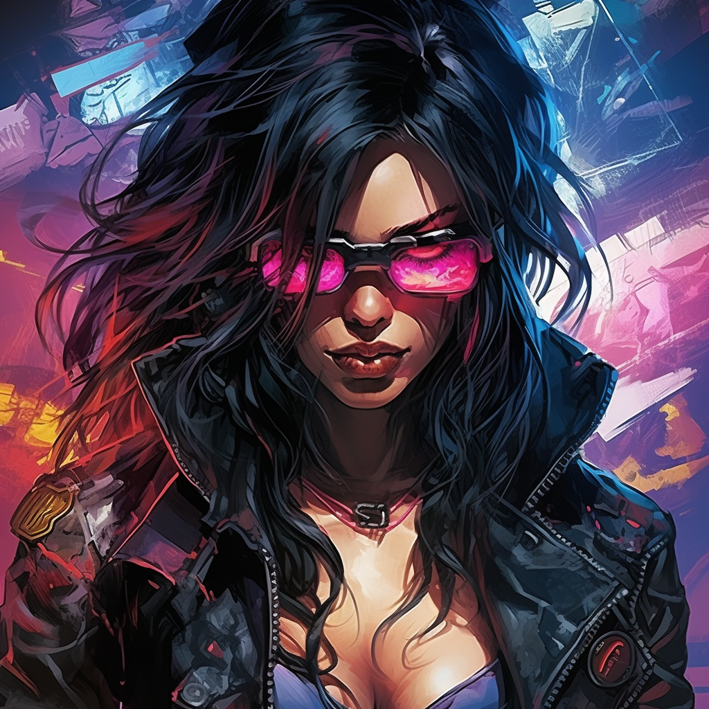 Cyberpunk video game character portrait by Joe Madureira