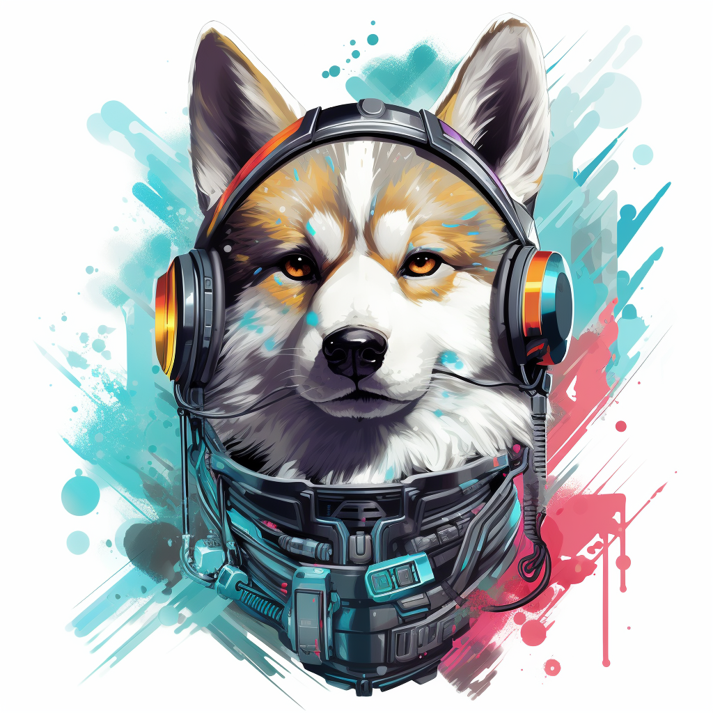 White Shiba Inu in Cyberpunk Theme