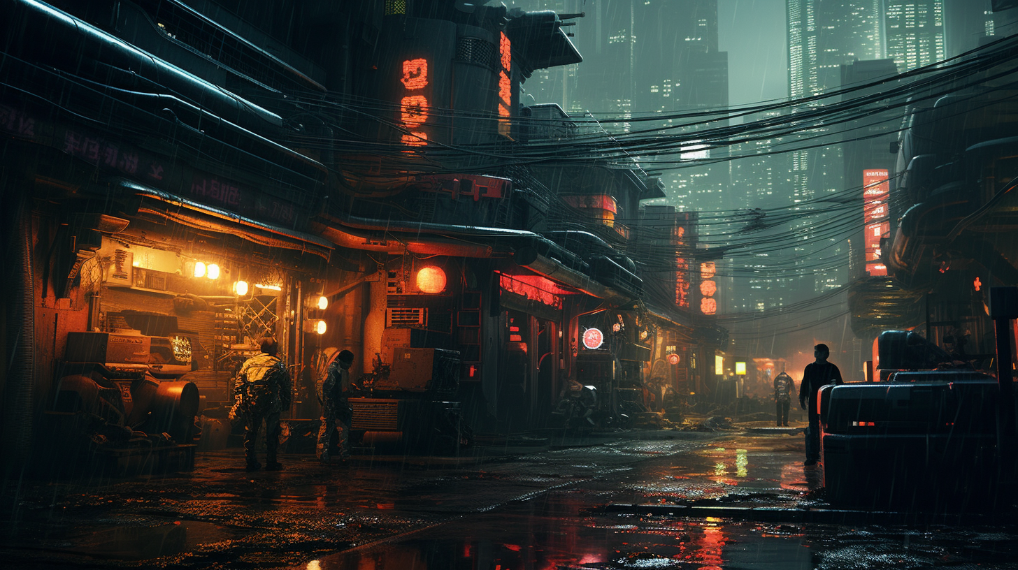 Cyberpunk scene with immersive sound