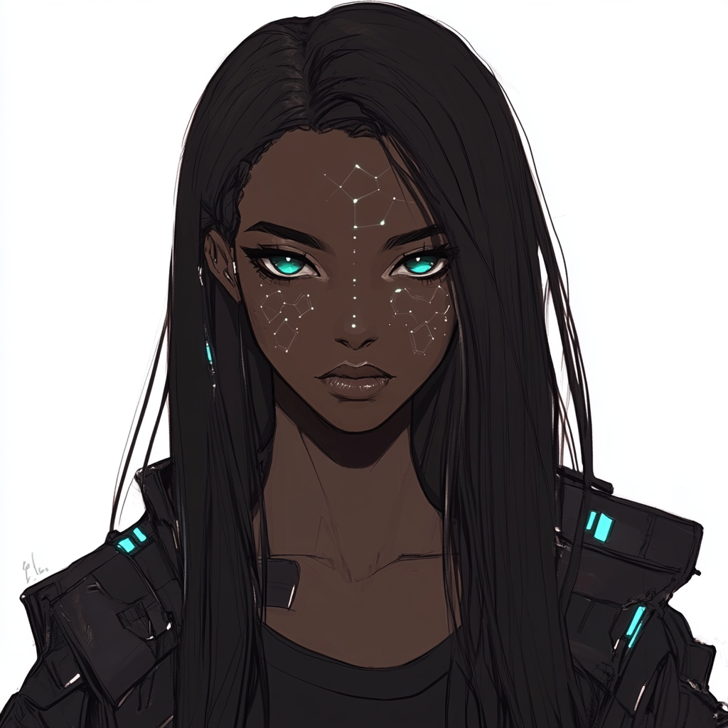 Cyberpunk Black Girl Anime Style