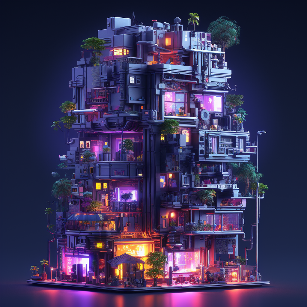 Cyberpunk City Building - Voxel Art