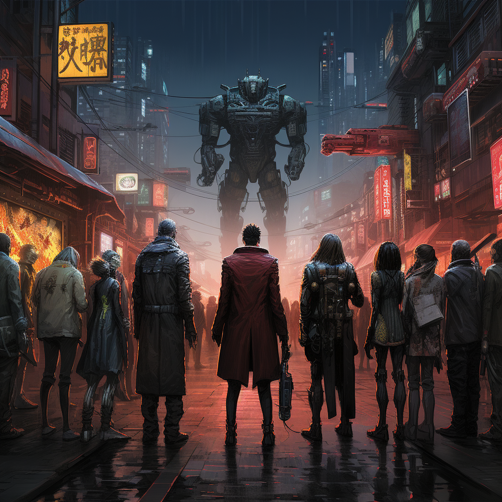 Anime Characters in Cyberpunk City