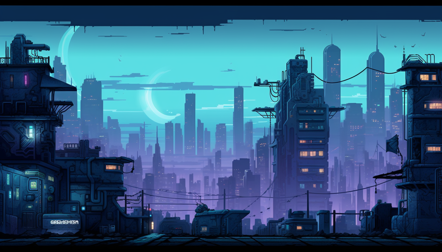 Pixel Art Cyberpunk Sidescroller City