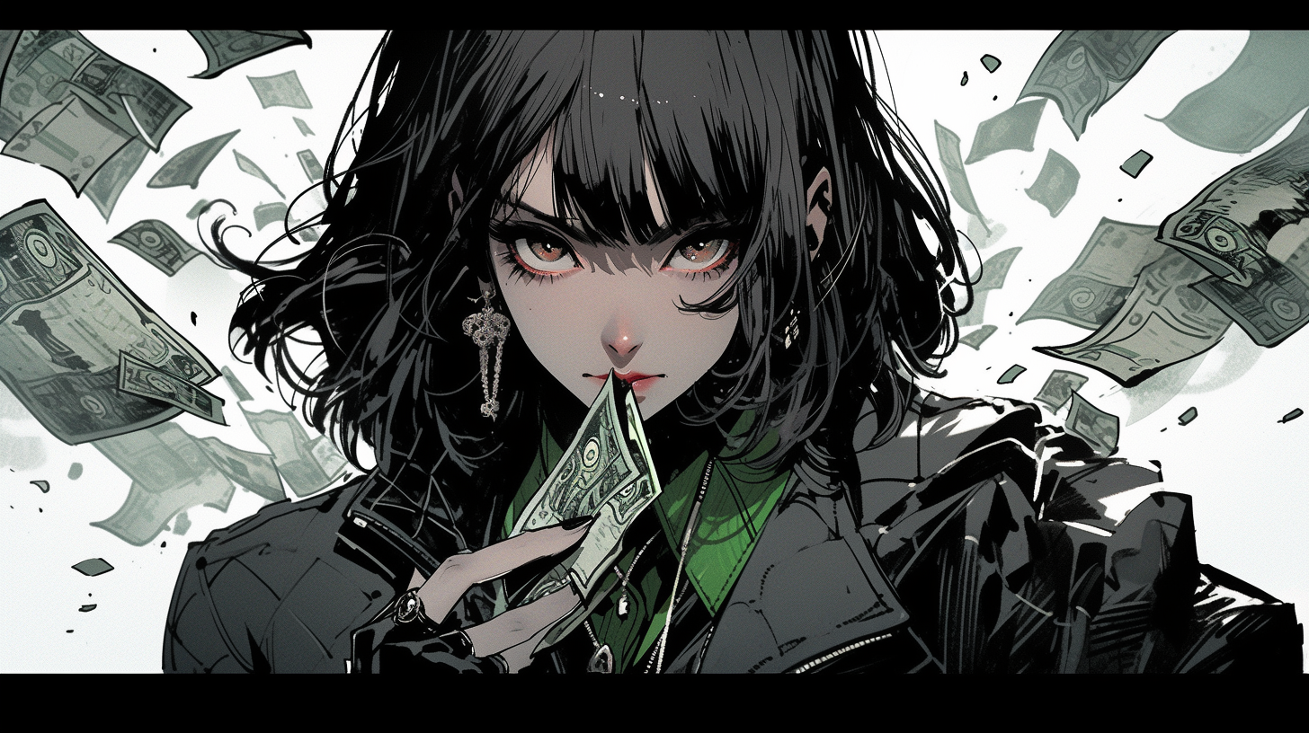 Cyberpunk Gangster Woman Smoking Cigarette