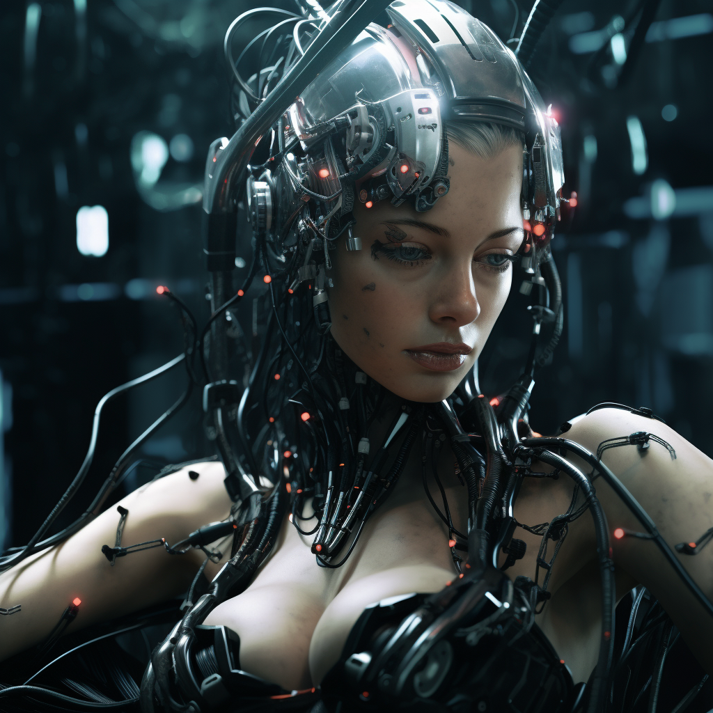 Futuristic cyberpunk human control machine