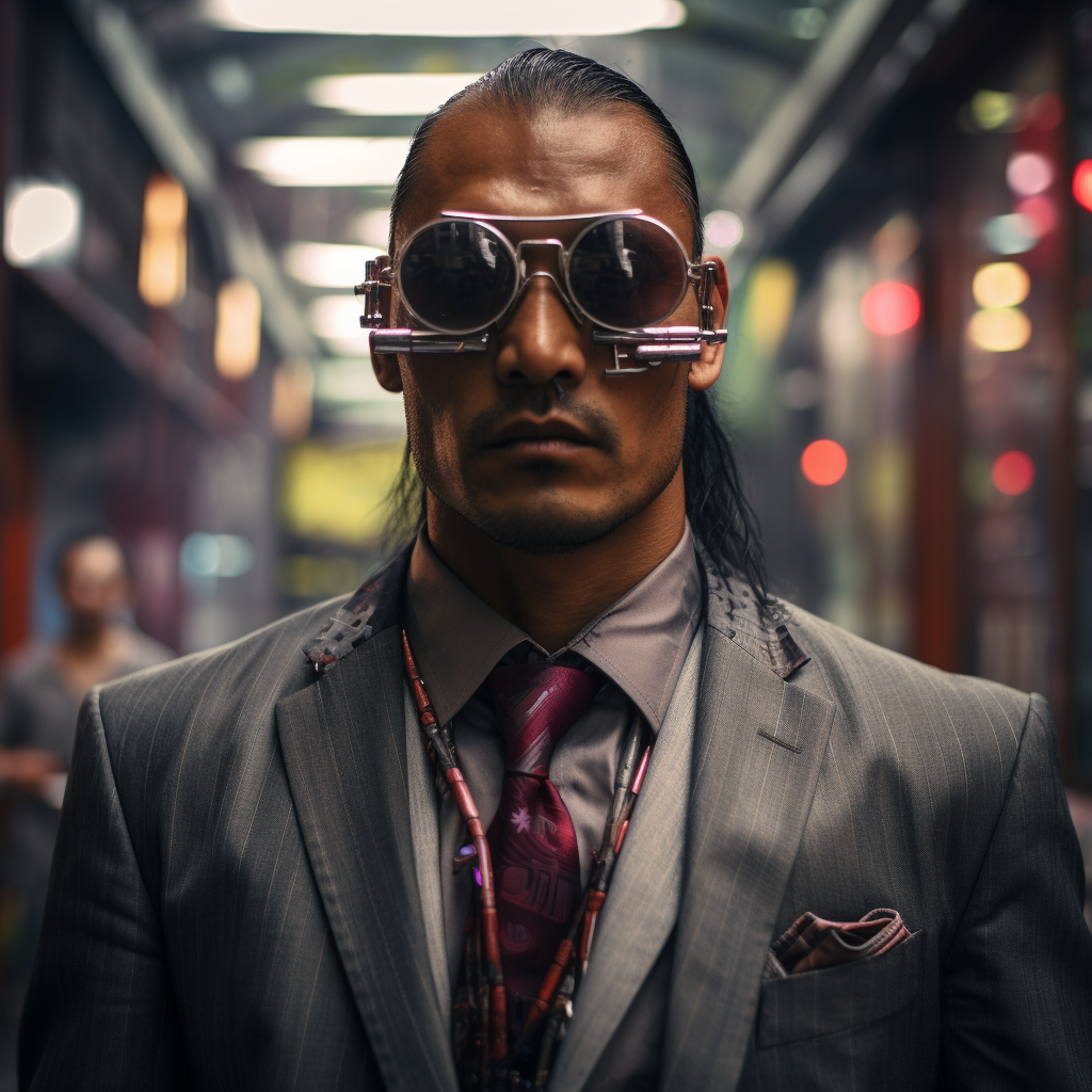 Nepali man in cyberpunk attire