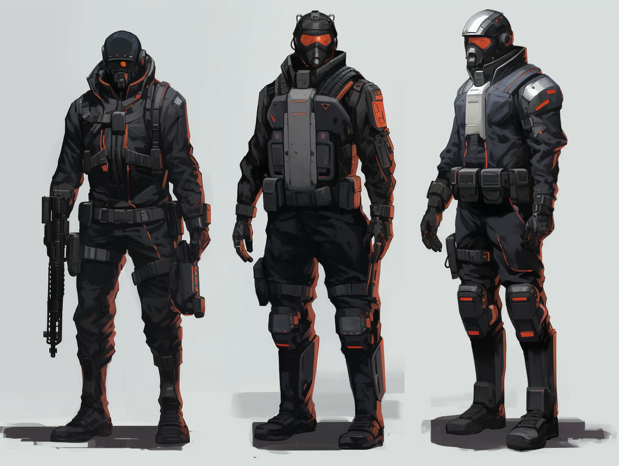 Sketches of Cyberpunk Police Enforcers