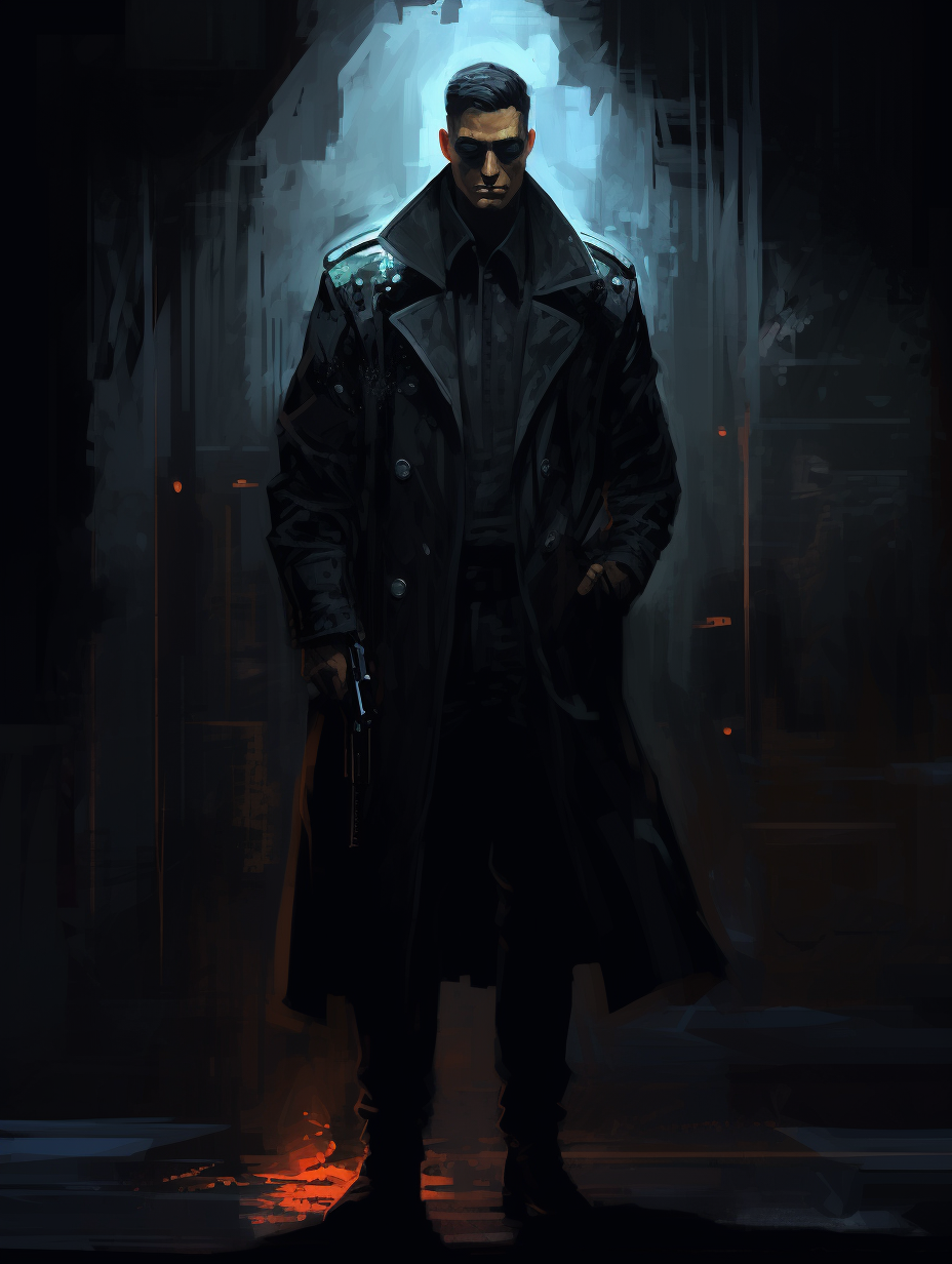 Sketch of a Dark Cyberpunk Police Officer