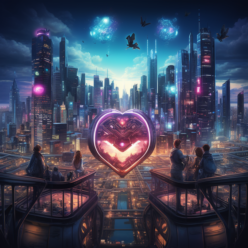 Cyberpunk Retro-Futuristic Heart Artwork