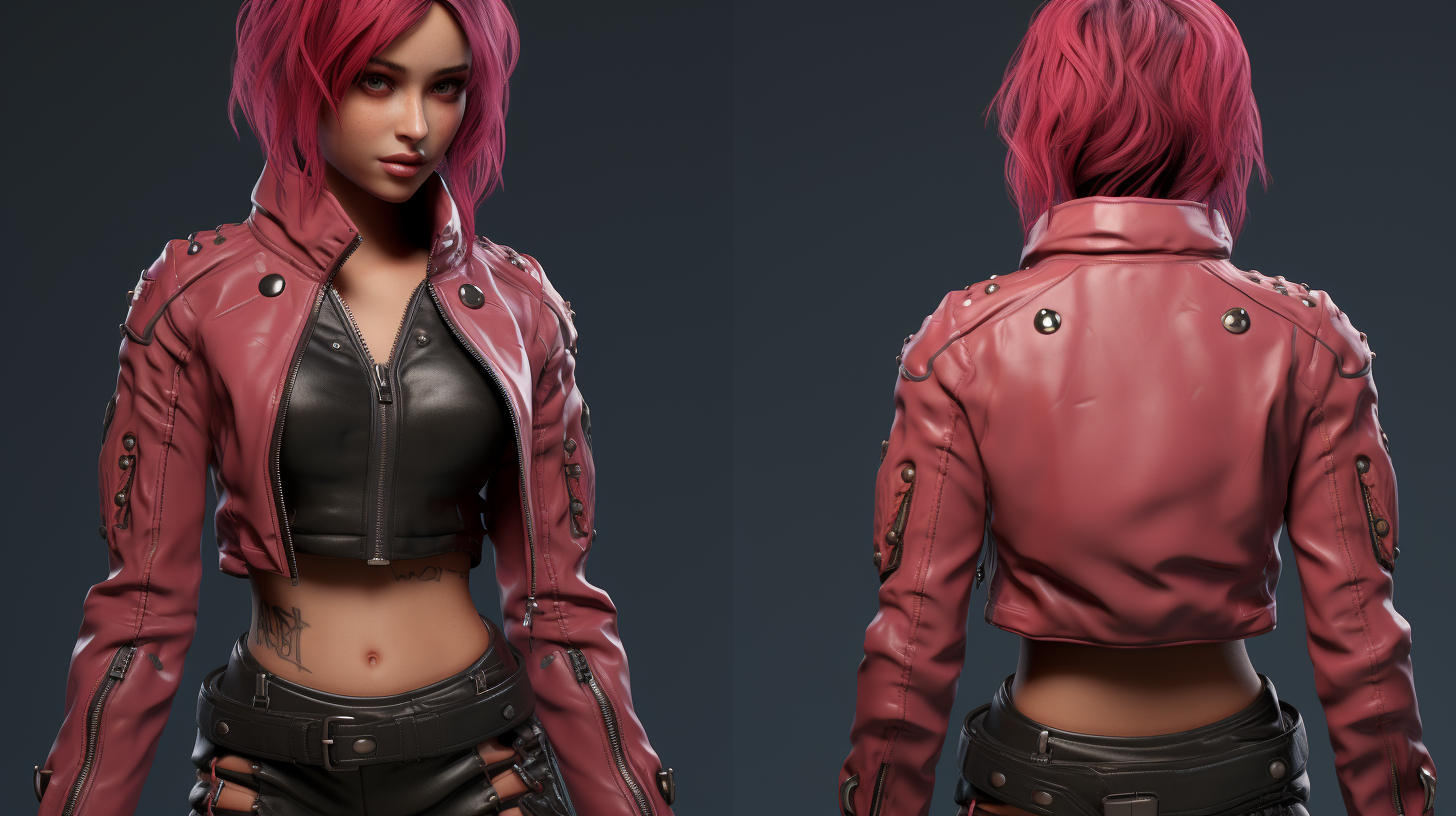 Stylish Cyberpunk Woman with Pink Hair