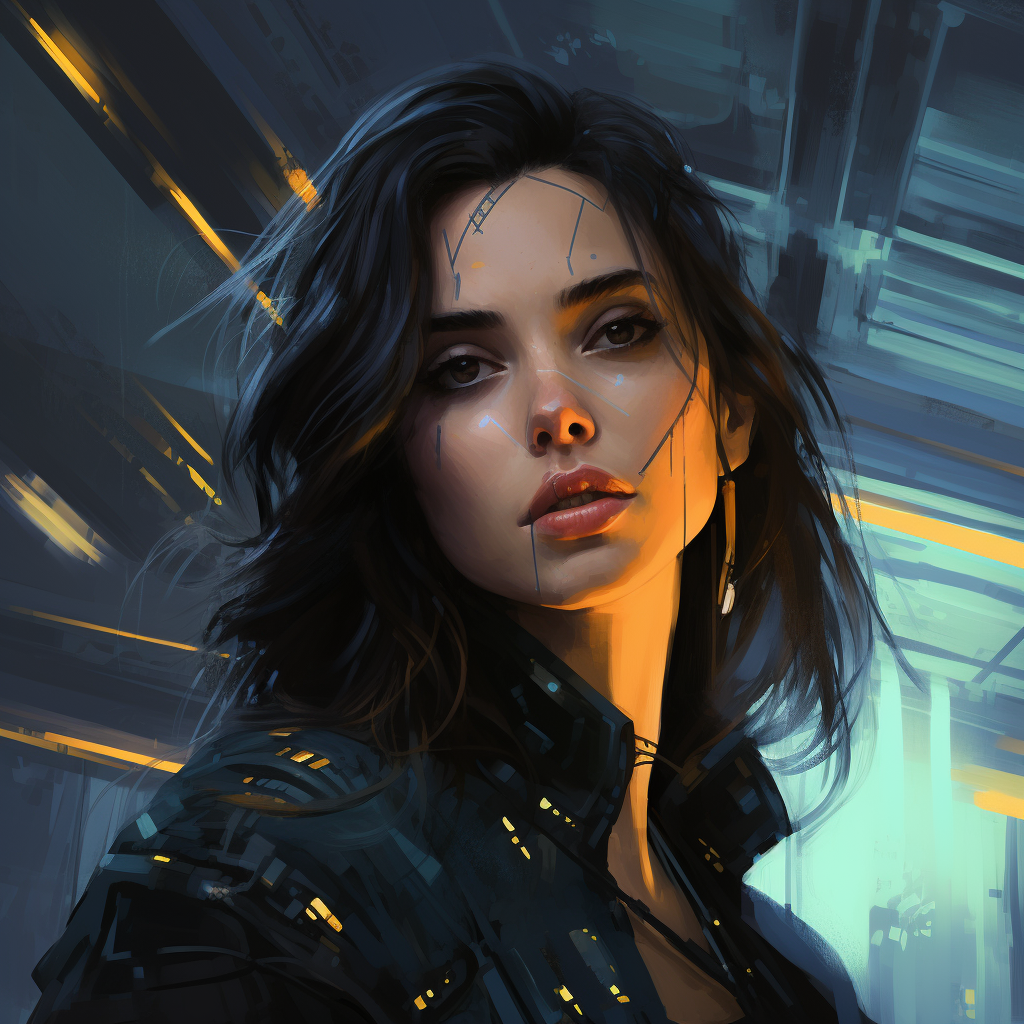 Cyberpunk Woman with Dark Hair Artwork