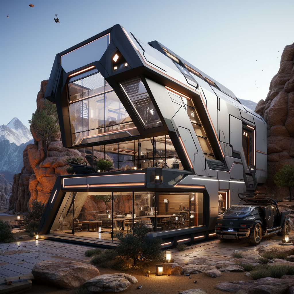 Realistic cybertruck modular house