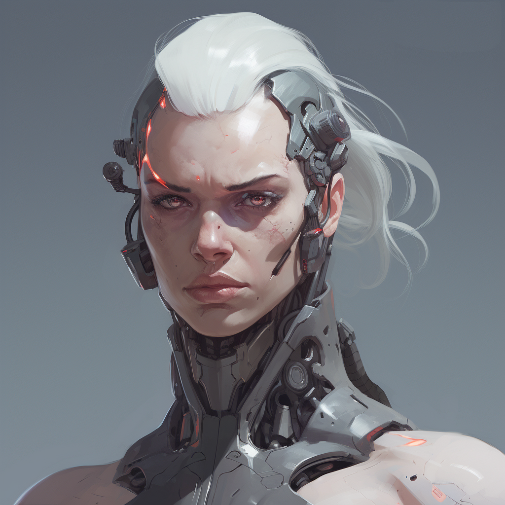 Female cyborg portrait gymniust