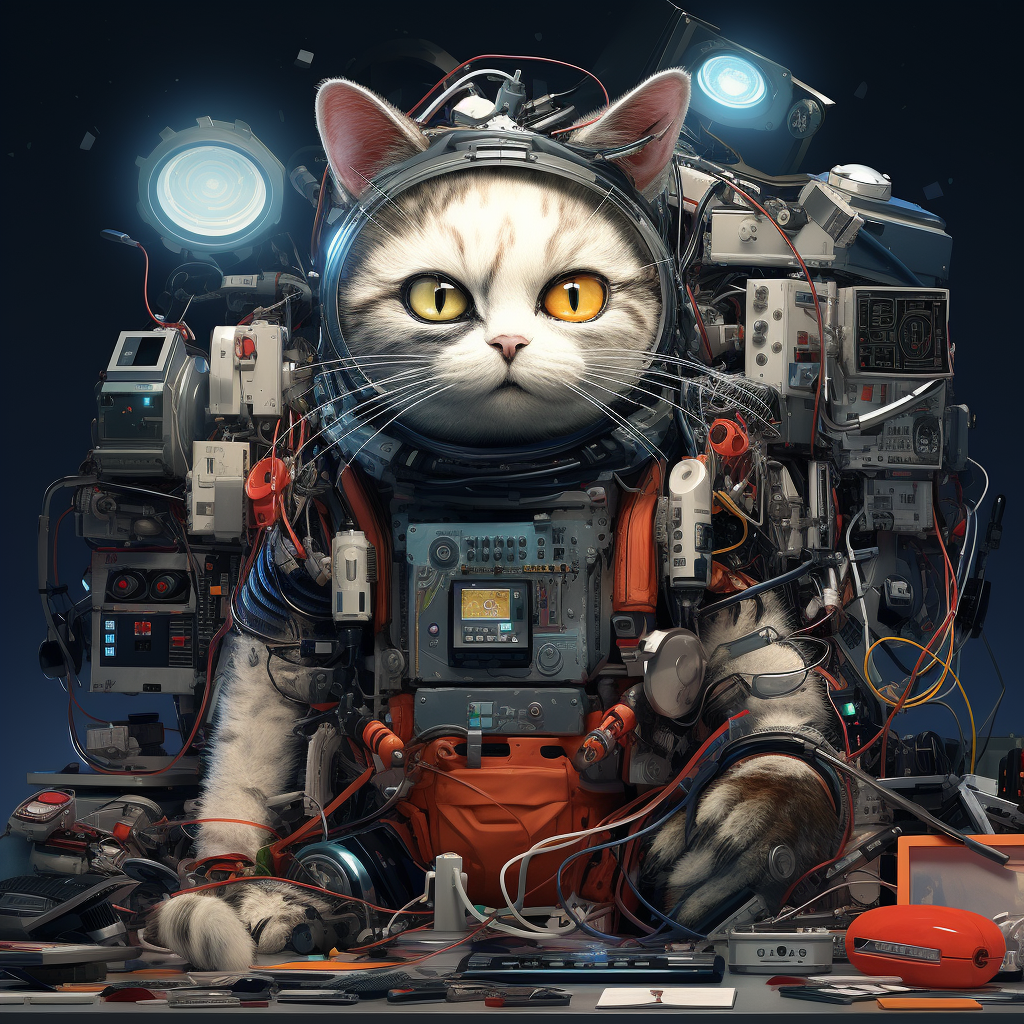 Cyborg Cat with Gadgets