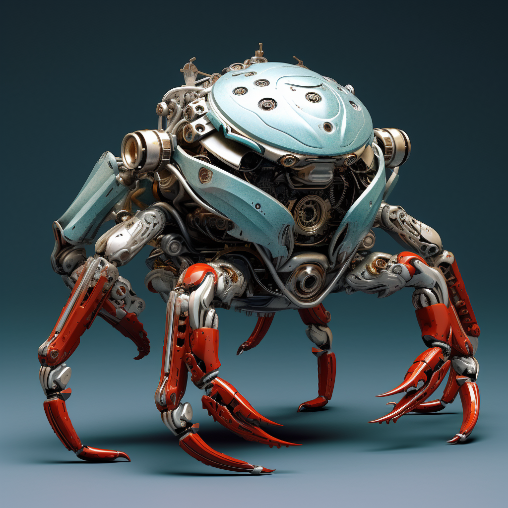 Cyborg crab with cogs and scraps