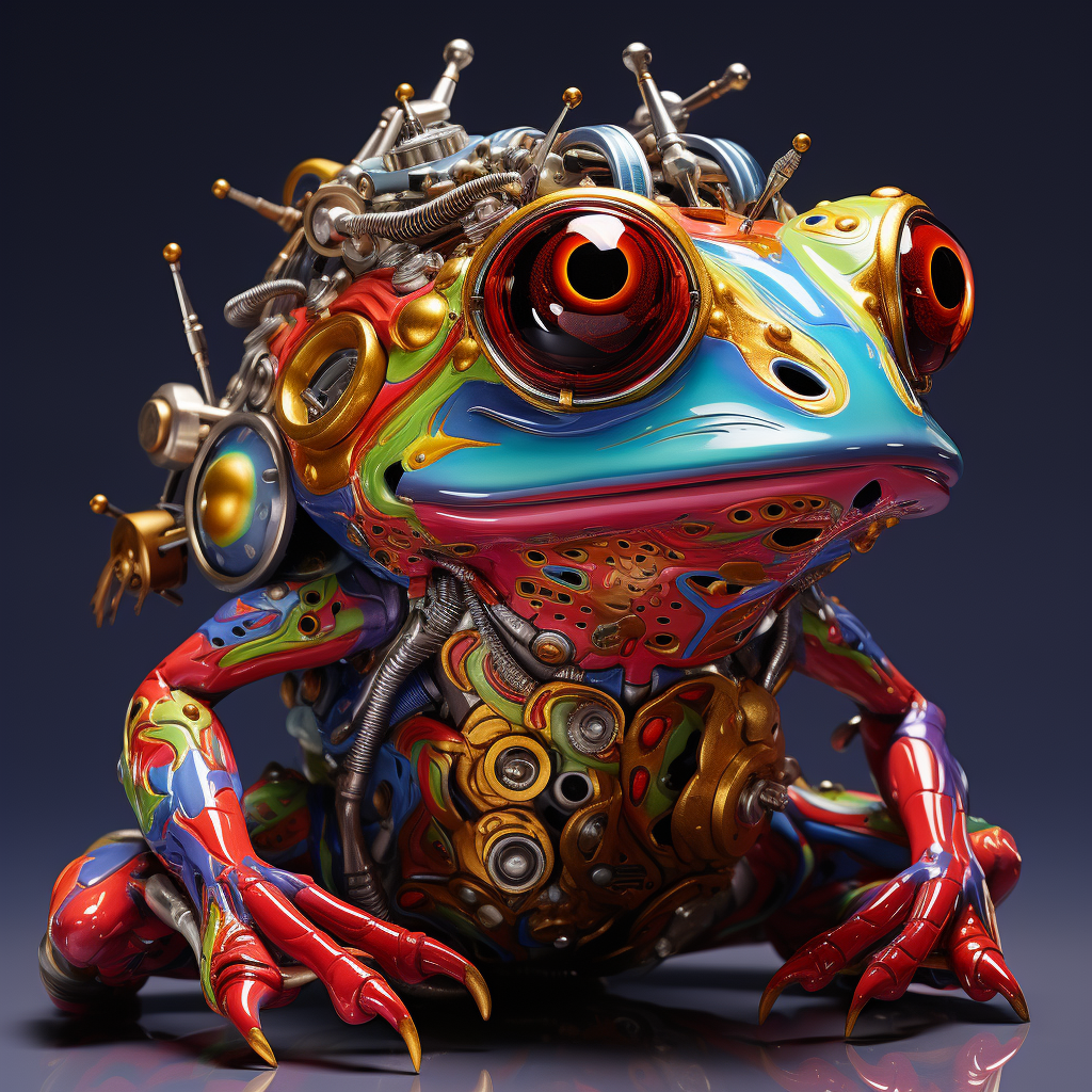 Cyborg Frog with Don Ed Hardy Art