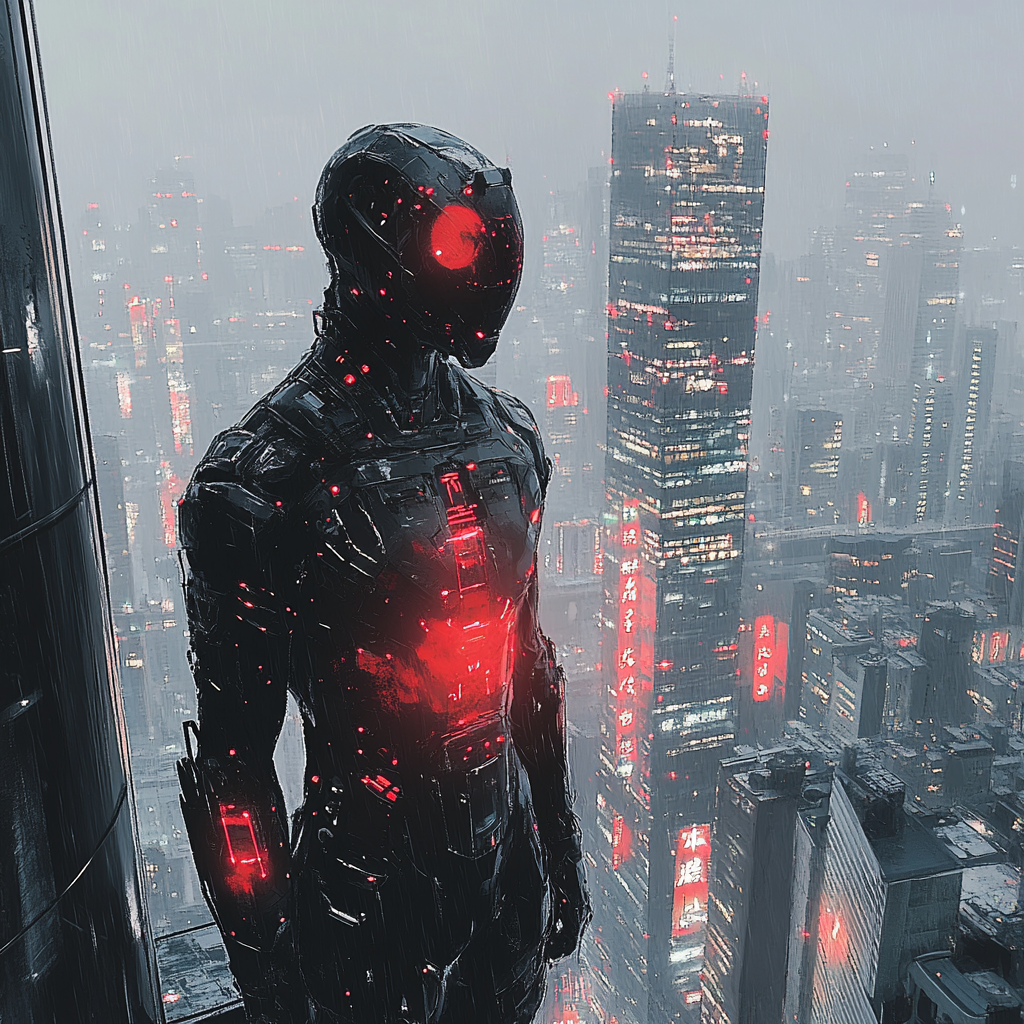 Cyborg in Futuristic Urban Setting