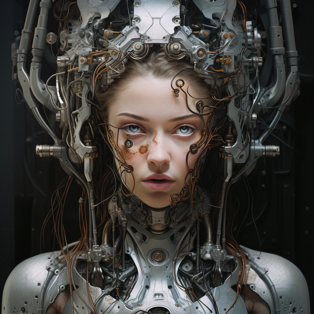 A realistic depiction of a cyborg person