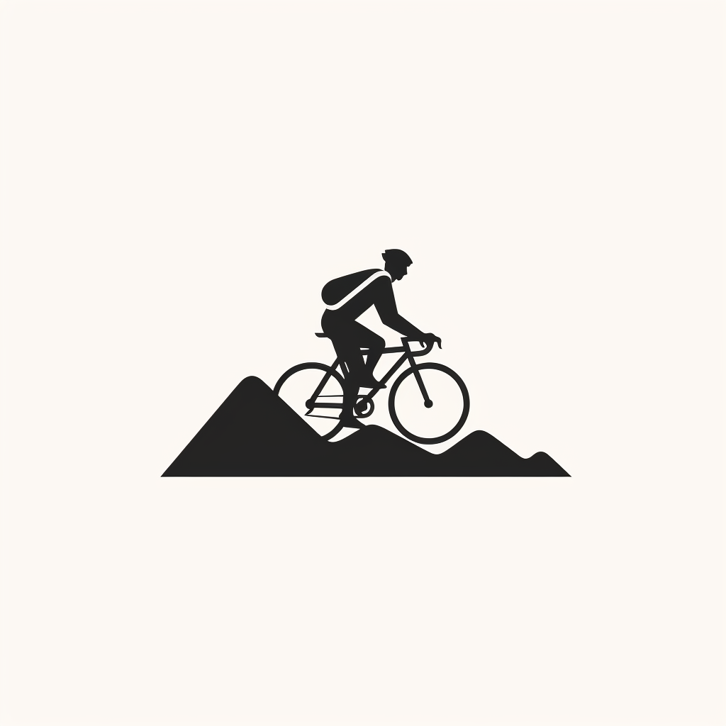 Minimalist black cycling logo on white background